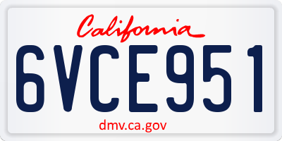 CA license plate 6VCE951
