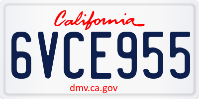 CA license plate 6VCE955