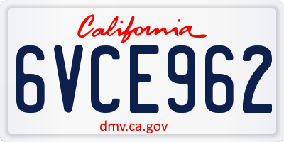 CA license plate 6VCE962