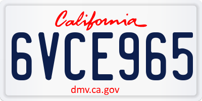 CA license plate 6VCE965