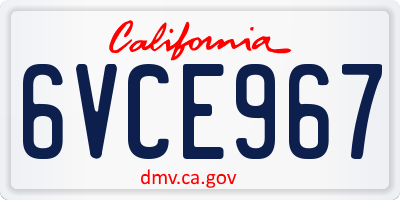 CA license plate 6VCE967