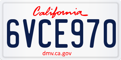 CA license plate 6VCE970