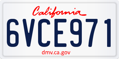 CA license plate 6VCE971