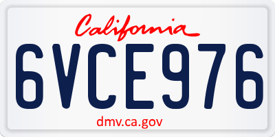 CA license plate 6VCE976