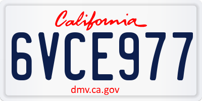 CA license plate 6VCE977