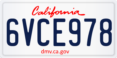 CA license plate 6VCE978
