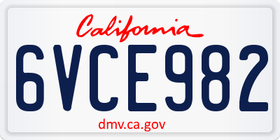 CA license plate 6VCE982