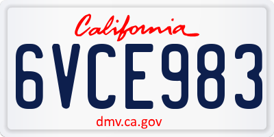 CA license plate 6VCE983