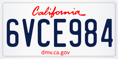 CA license plate 6VCE984