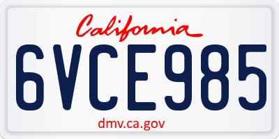 CA license plate 6VCE985