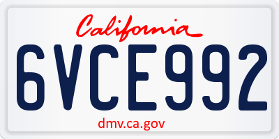 CA license plate 6VCE992