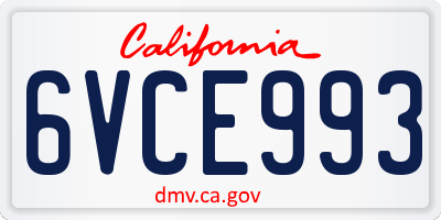 CA license plate 6VCE993
