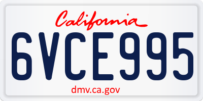 CA license plate 6VCE995
