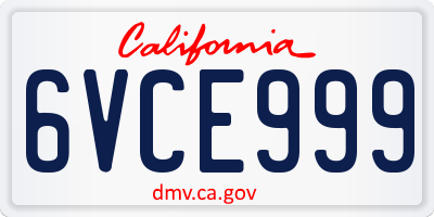 CA license plate 6VCE999