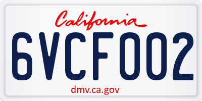 CA license plate 6VCF002