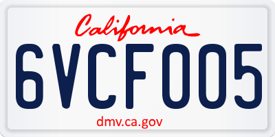 CA license plate 6VCF005