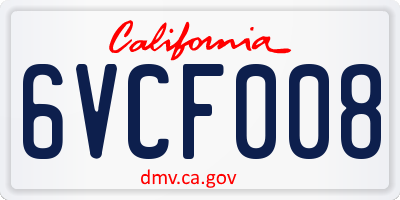 CA license plate 6VCF008