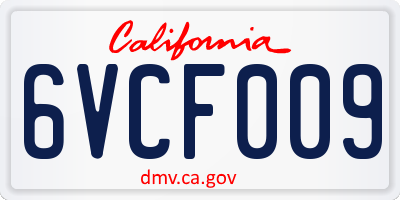 CA license plate 6VCF009
