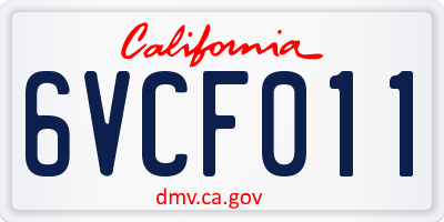 CA license plate 6VCF011
