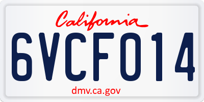 CA license plate 6VCF014