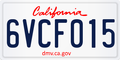 CA license plate 6VCF015