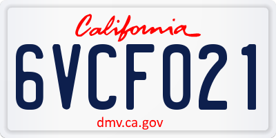 CA license plate 6VCF021