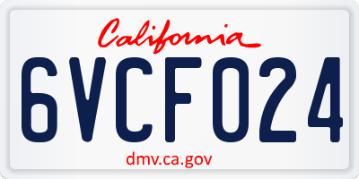 CA license plate 6VCF024