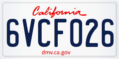 CA license plate 6VCF026
