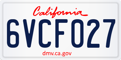 CA license plate 6VCF027