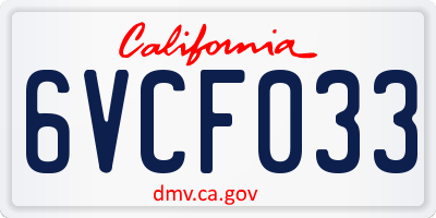 CA license plate 6VCF033