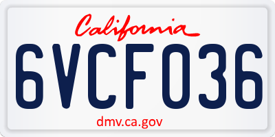 CA license plate 6VCF036