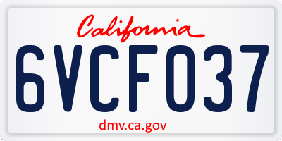 CA license plate 6VCF037