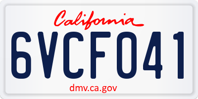 CA license plate 6VCF041