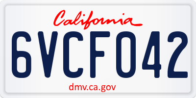 CA license plate 6VCF042