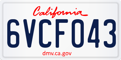 CA license plate 6VCF043