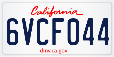 CA license plate 6VCF044