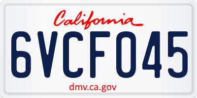 CA license plate 6VCF045