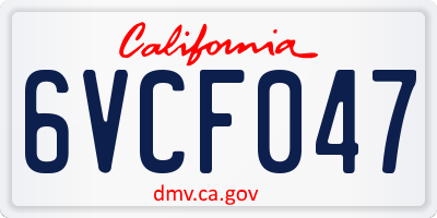 CA license plate 6VCF047