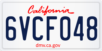 CA license plate 6VCF048