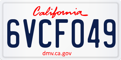 CA license plate 6VCF049