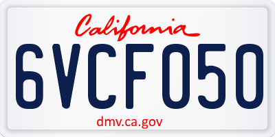 CA license plate 6VCF050