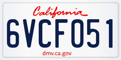 CA license plate 6VCF051