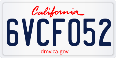 CA license plate 6VCF052
