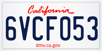 CA license plate 6VCF053