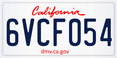 CA license plate 6VCF054