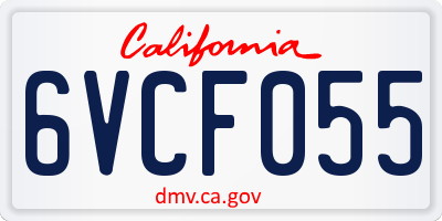 CA license plate 6VCF055