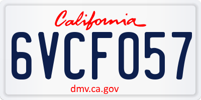 CA license plate 6VCF057