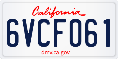 CA license plate 6VCF061