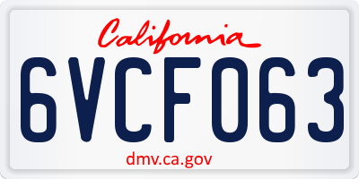 CA license plate 6VCF063