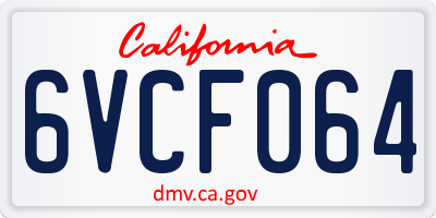 CA license plate 6VCF064